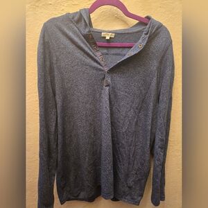 Calvin Klein Jeans Blue Hooded Henley Top Casual Pullover Hoodie